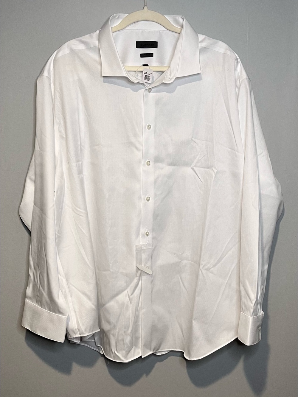 NWT $99 Calvin Klein White Non-Iron Long Sleeve Size 20 34/35 3XL Dressy Preppy